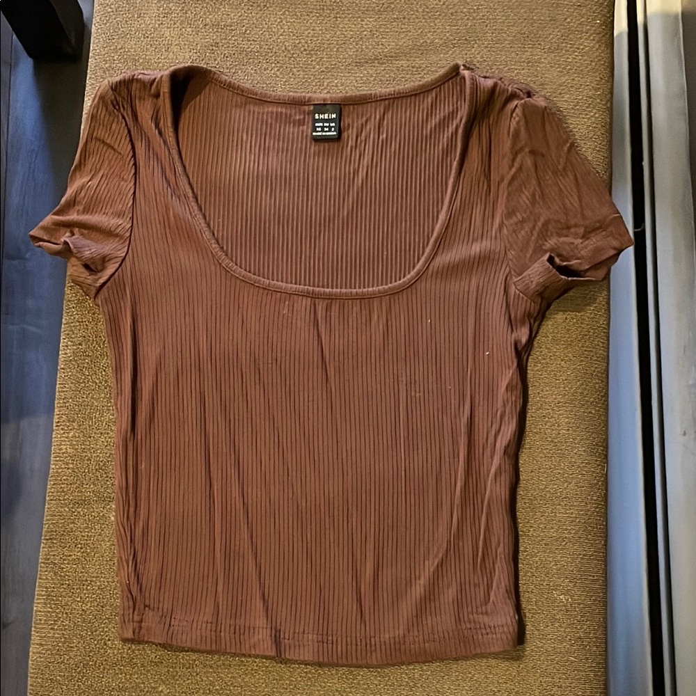 Women's Brown Ribbed Top